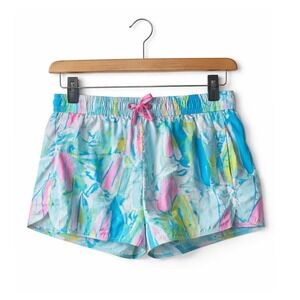 Lilly Pulitzer Run Around Shorts Women Medium Blue Beach And Bae Sailboat Preppy